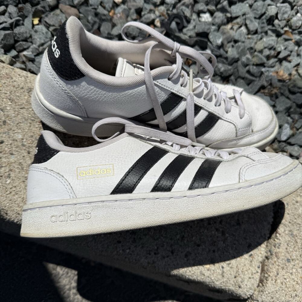 Adidas Grand Court SE Men's 8.5 40 2/3 Cloud White Leather Tennis Shoes Stripes
